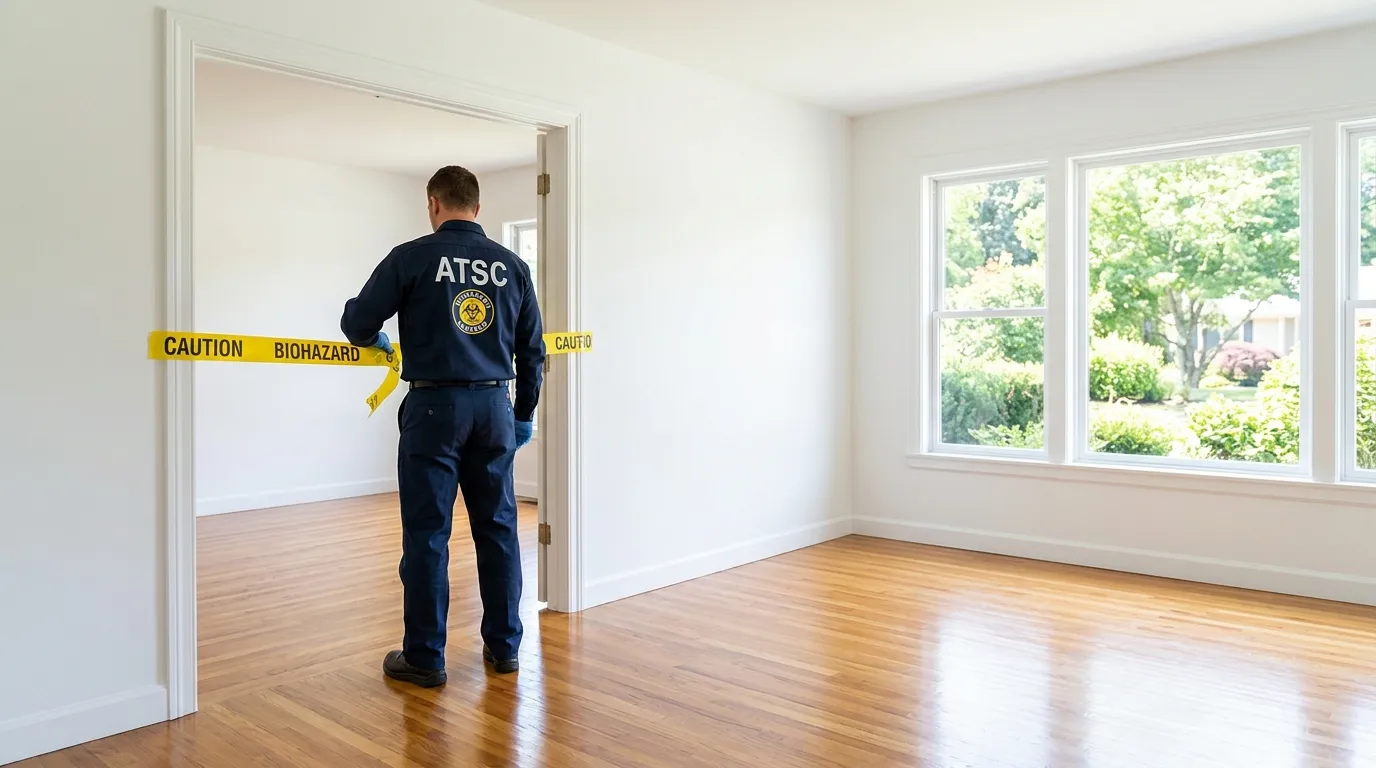 Certified biohazard cleanup crew performing Decomposition Cleanup in Madisonville